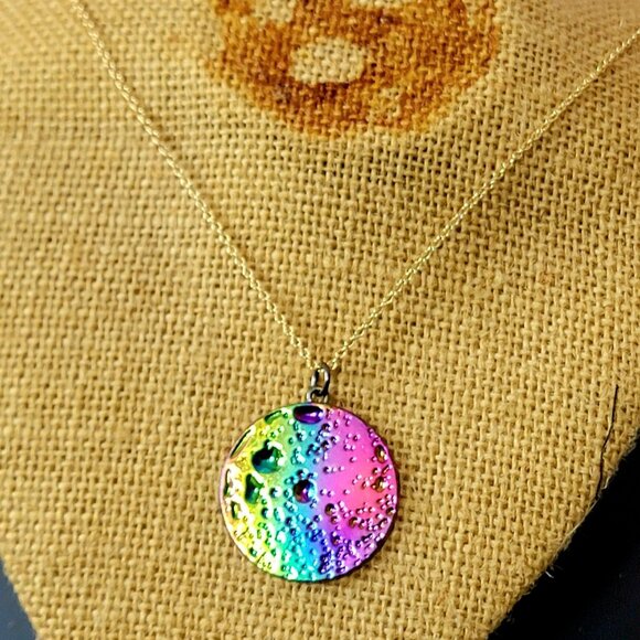 Rainbow Moon Circle Necklace Gold Tone Adjustable Chain Women Jewelry New Clasp - Picture 6 of 15